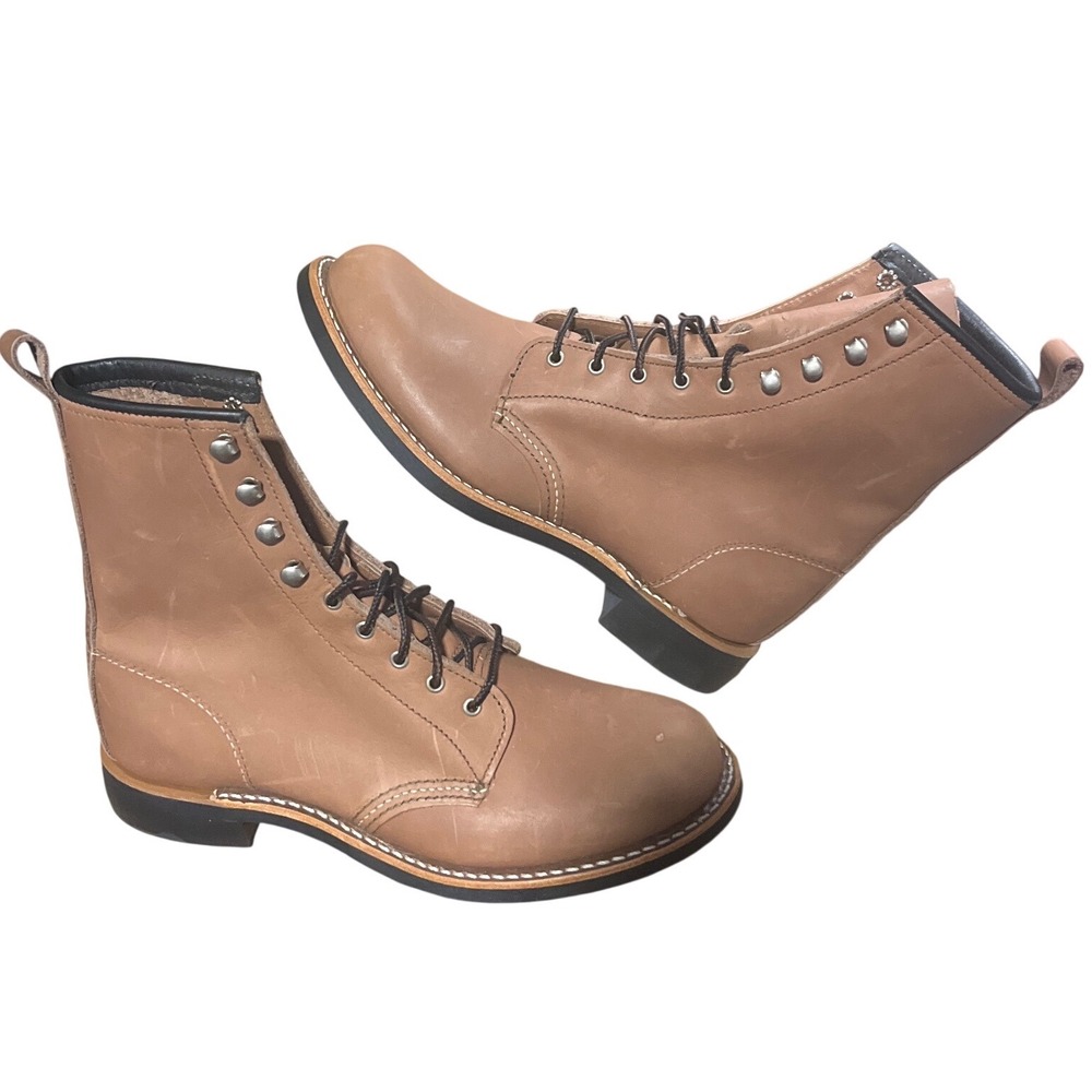 Red Wing Silversmith 3359 Women 8 Tan Leather Boot Good Lace Up Made in USA NWOB